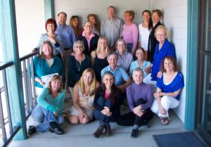 Group photo of participants in Theta healing workshop with Judy at bottom far right in blue - The Flow of Healing.com